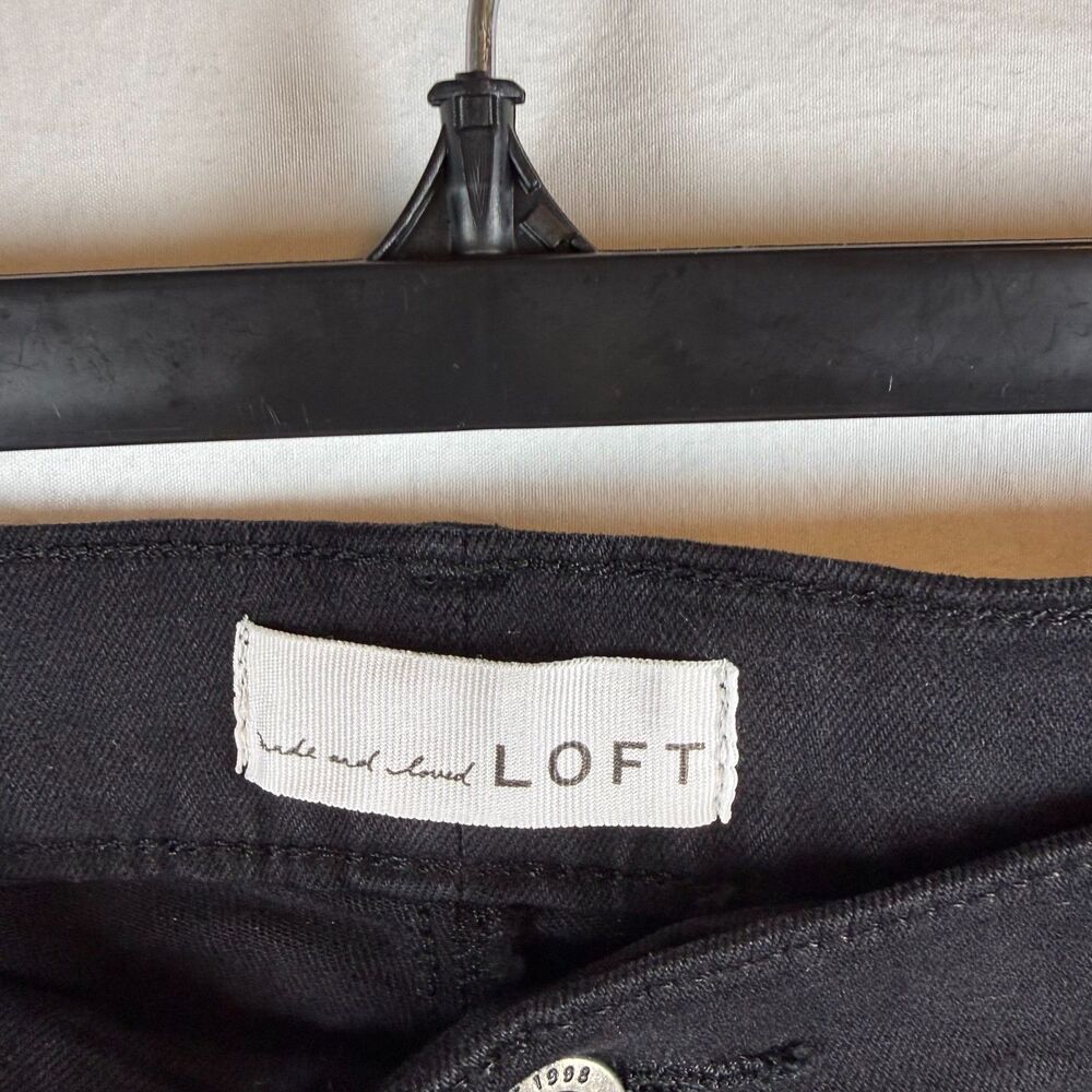 LOFT Black Denim Shorts with Tie Hem Detail Size 34/18 NWT - Picture 3 of 10